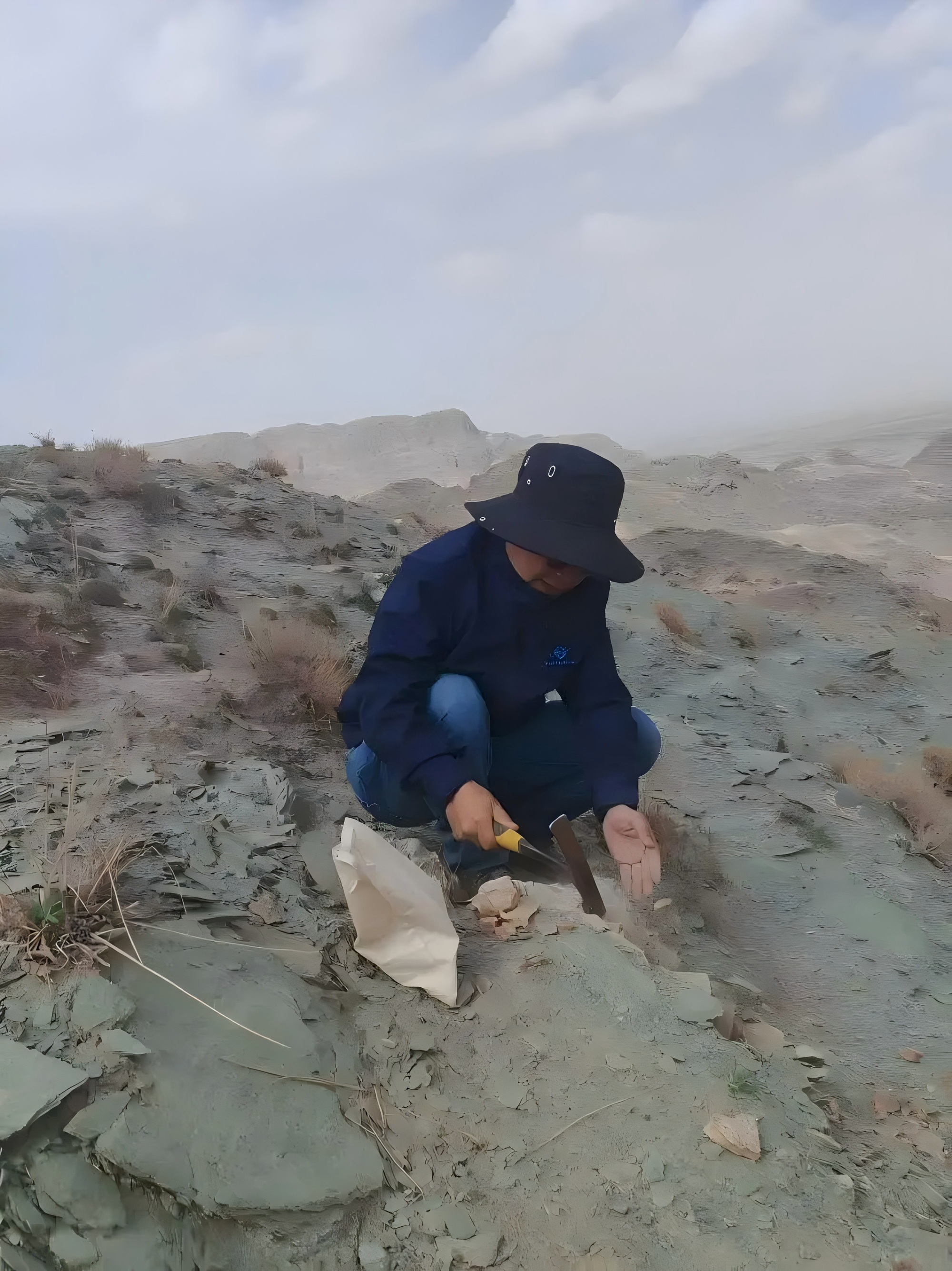 蓝星智探地质师在野外地质露头的调查与取样